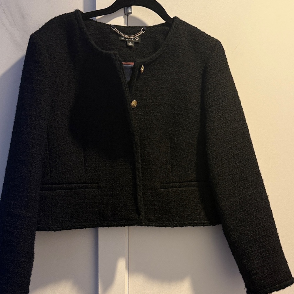 J. Crew Women's Black Bouclé Blazer